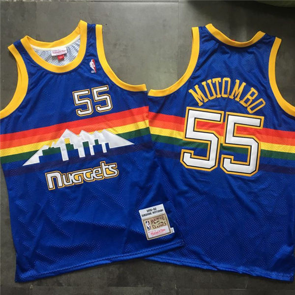 Nuggets 55 Dikembe Mutombo Blue 1991 92 Hardwood Classics Swingman Jersey