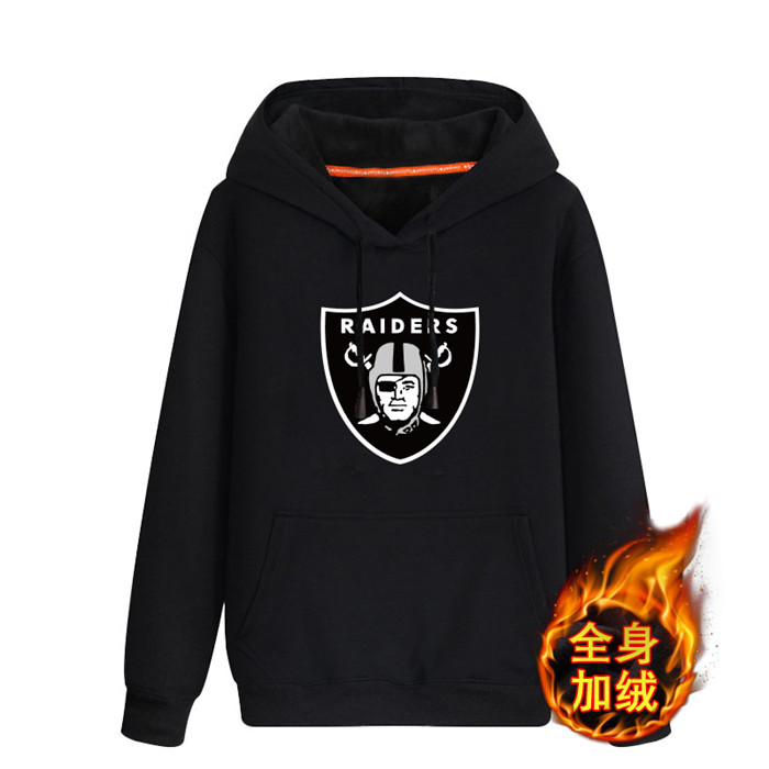 Oakland Raiders Black Men's Winter Thicken NFL Pullover Hoodie