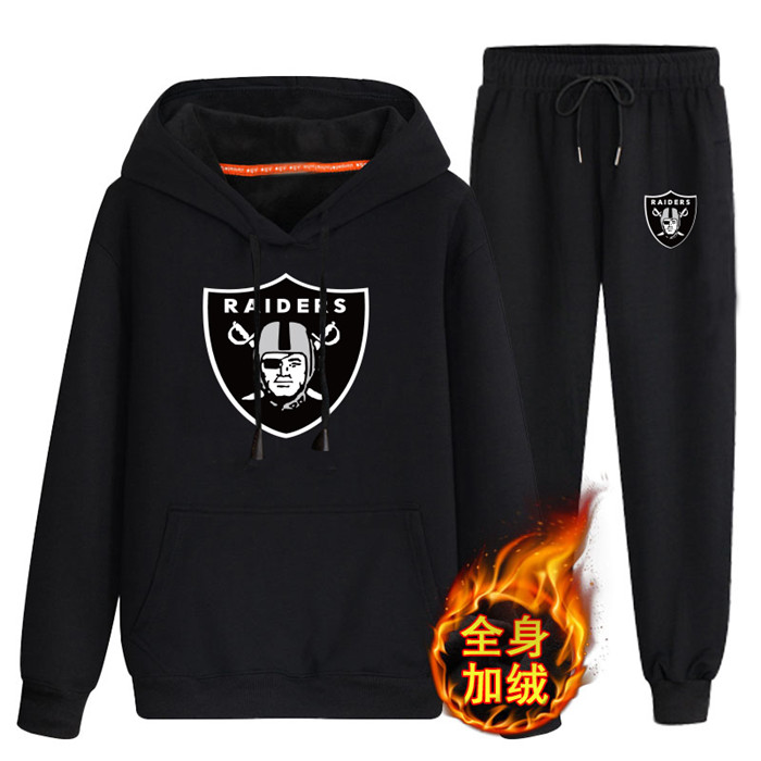 Oakland Raiders Black Plus Velvet Pullover Hoodie & Pant