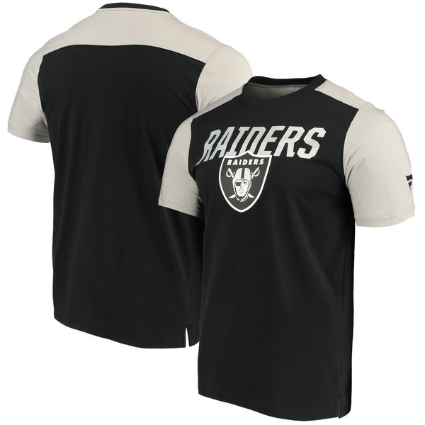 Oakland Raiders NFL Pro Line by Fanatics Branded Iconic Color Blocked T Shirt Black Gray