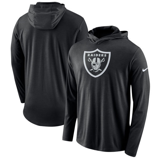 Oakland Raiders  Blend Performance Hooded Long Sleeve T Shirt Black