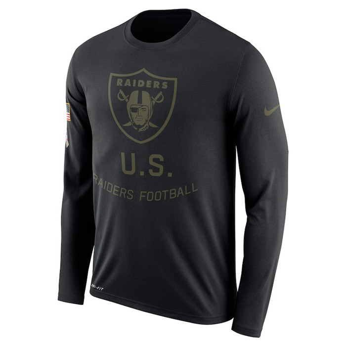 Oakland Raiders  Salute to Service Sideline Legend Performance Long Sleeve T Shirt Black