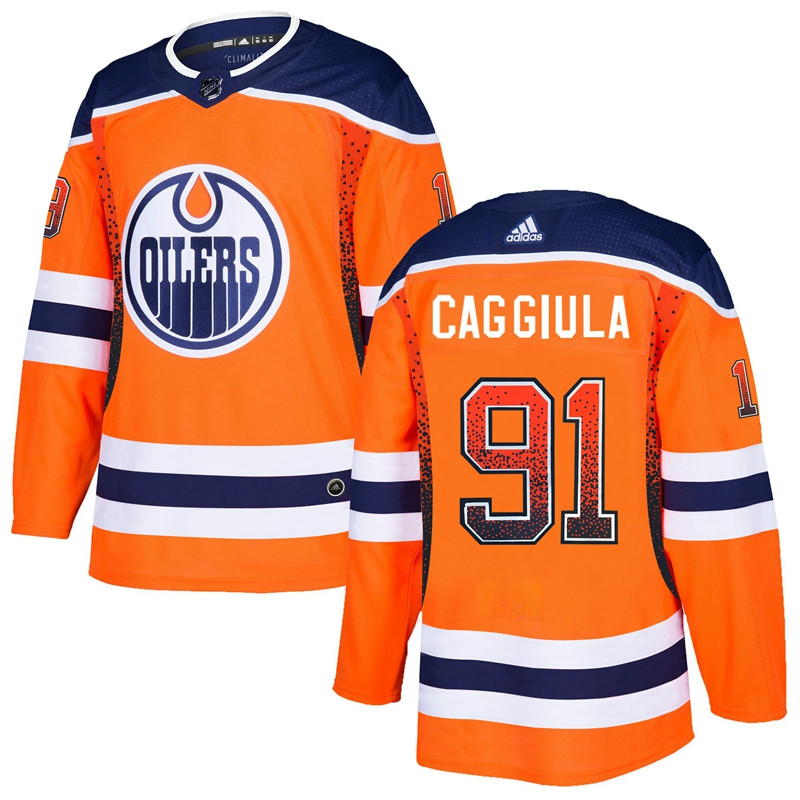 Oilers 91 Drake Caggiula Orange Drift Fashion  Jersey