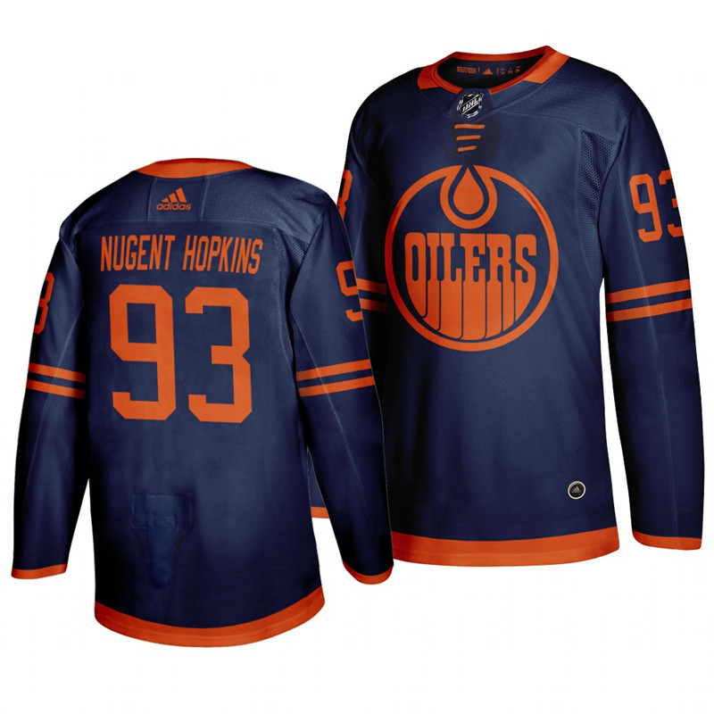Oilers 93 Ryan Nugent Hopkins Navy 50th anniversary Adidas Jersey