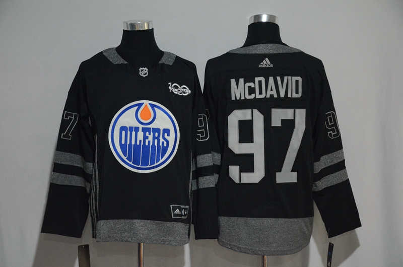 Oilers 97 Connor McDavid Black 1917 2017 100th Anniversary Jersey