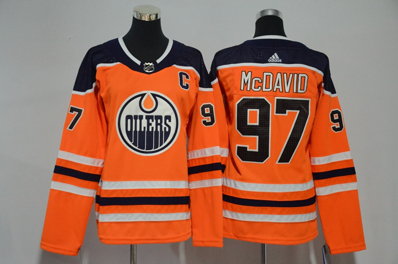 Oilers 97 Connor McDavid Orange Women  Jersey