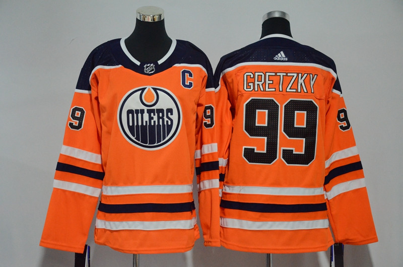 Oilers 99 Wayne Gretzky Orange Women  Jersey