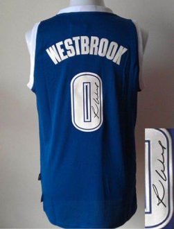 Oklahoma City Thunder Revolution 30 Autographed 0 Russell Westbrook Blue Alternate Stitched NBA Jersey