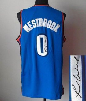 Oklahoma City Thunder Revolution 30 Autographed 0 Russell Westbrook Blue Stitched NBA Jersey