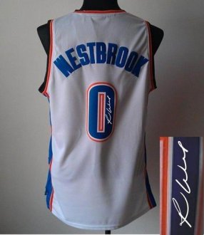 Oklahoma City Thunder Revolution 30 Autographed 0 Russell Westbrook White Stitched NBA Jersey