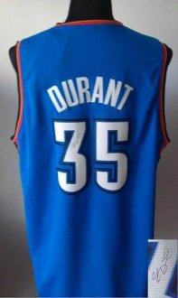 Oklahoma City Thunder Revolution 30 Autographed 35 Kevin Durant Blue Stitched NBA Jersey