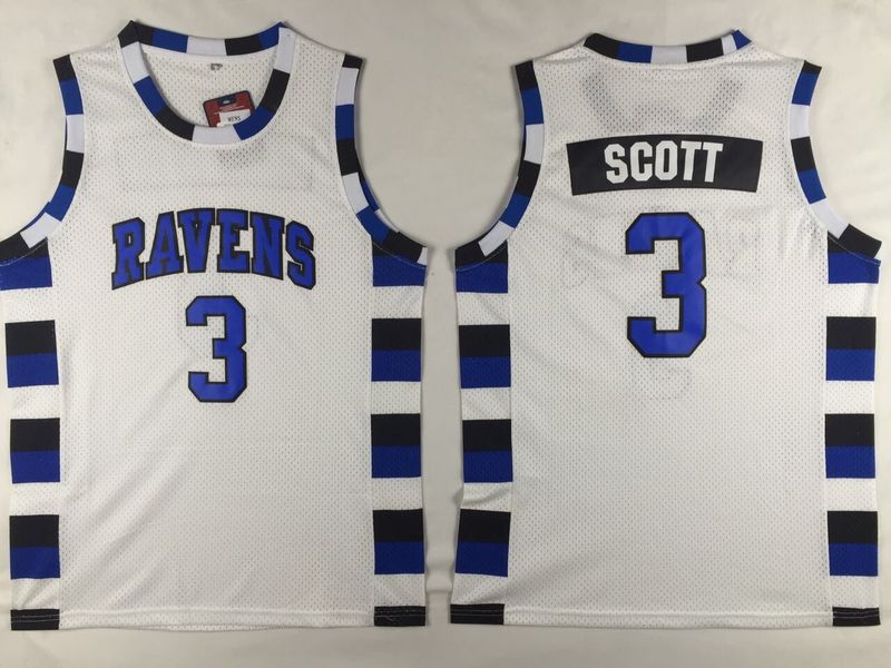 One Tree Hill Lucas Scott 3 Ravens White Basketball Jersey