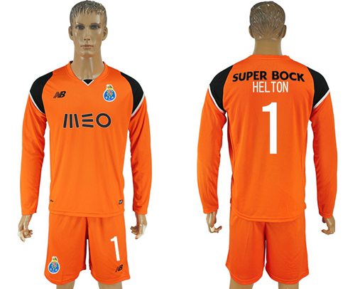 Oporto 1 Helton Orange Goalkeeper Long Sleeves Soccer Club Jersey