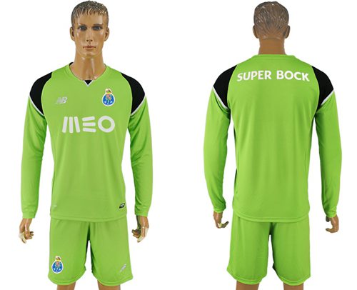 Oporto Blank Green Goalkeeper Long Sleeves Soccer Club Jersey