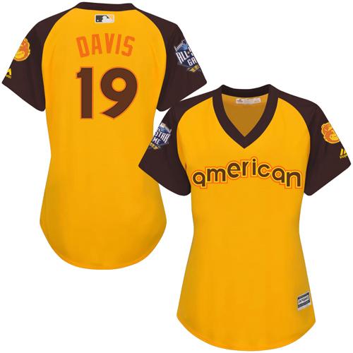 Orioles 19 Chris Davis Gold 2016 All Star American League Women Stitched MLB Jersey