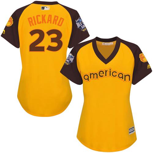 Orioles 23 Joey Rickard Gold 2016 All Star American League Women Stitched MLB Jersey