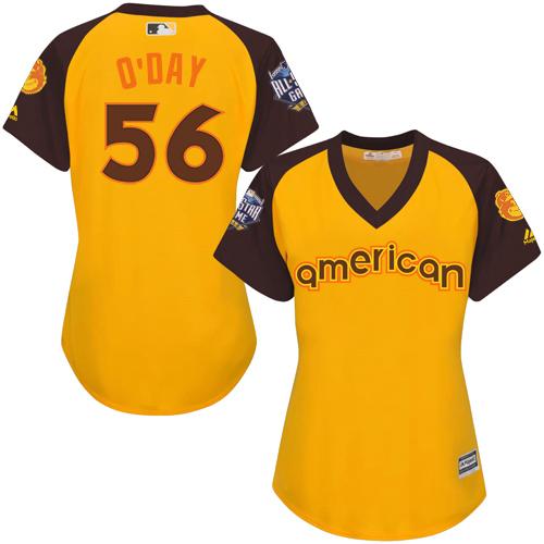 Orioles 56 Darren ODay Gold 2016 All Star American League Women Stitched MLB Jersey
