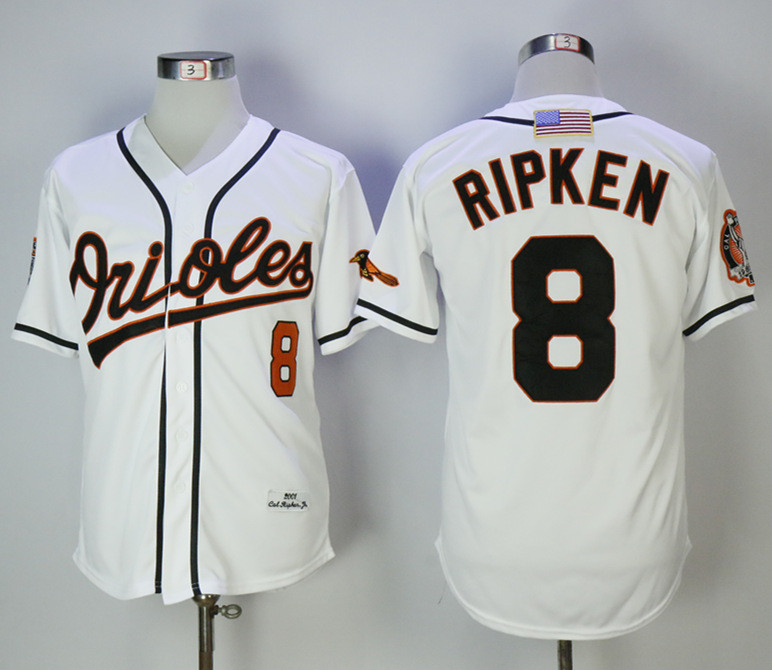 Orioles 8 Cal Ripken Jr White 2001 Mitchell & Ness Jersey