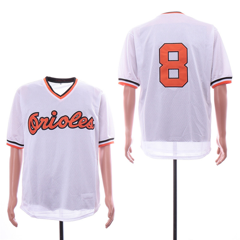 Orioles 8 Cal Ripken Jr White Mesh Throwback Jersey