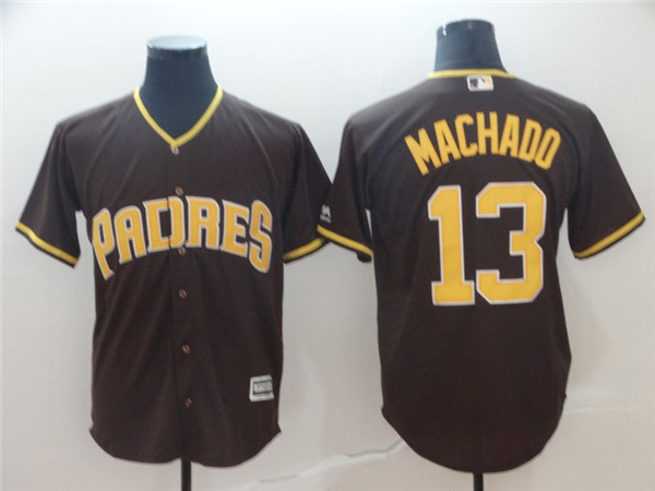 Padres 13 Manny Machado Brown Cool Base Jersey