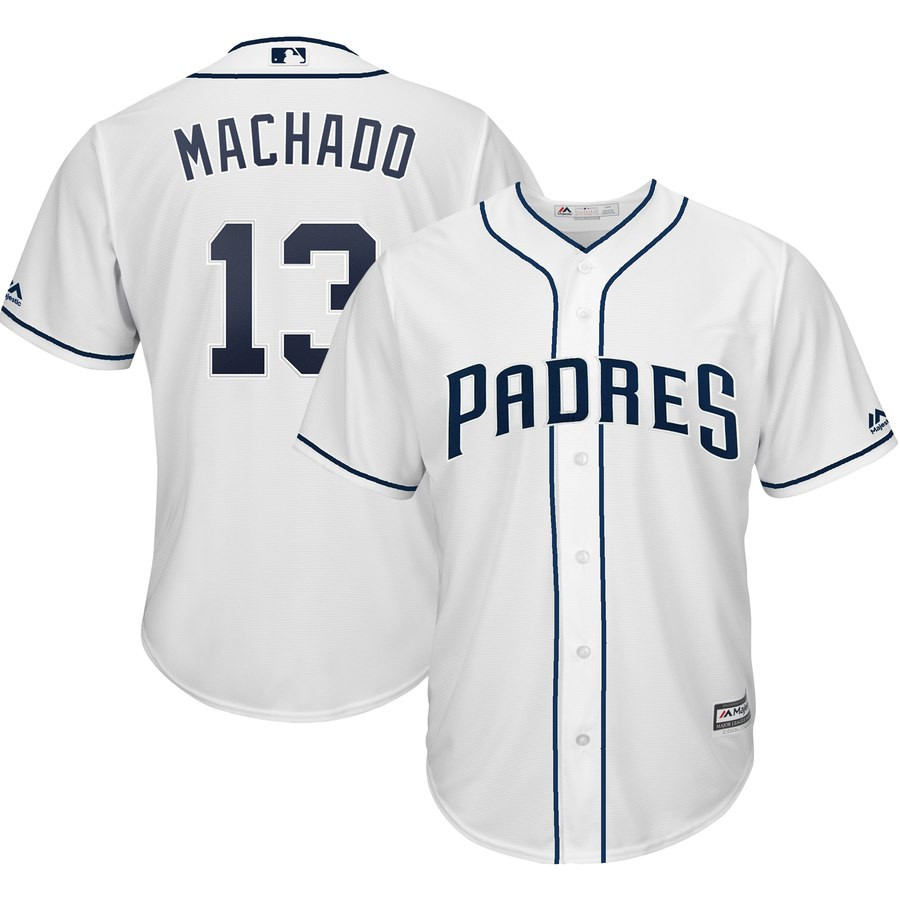 Padres 13 Manny Machado White Cool Base Jersey