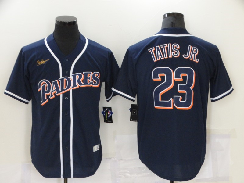 Padres 23 Fernando Tatis Jr. Navy Nike Throwback Cool Base Jersey