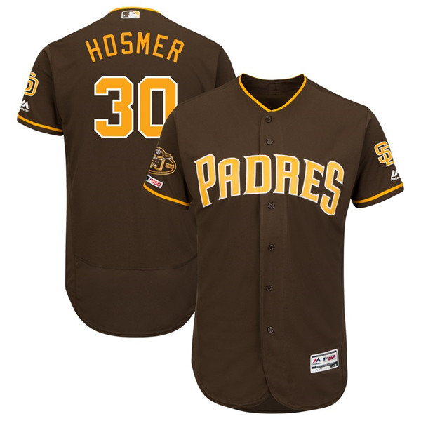 Padres 30 Eric Hosmer Brown 50th Anniversary and 150th Patch FlexBase Jersey