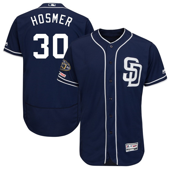 Padres 30 Eric Hosmer Navy 50th Anniversary and 150th Patch FlexBase Jersey