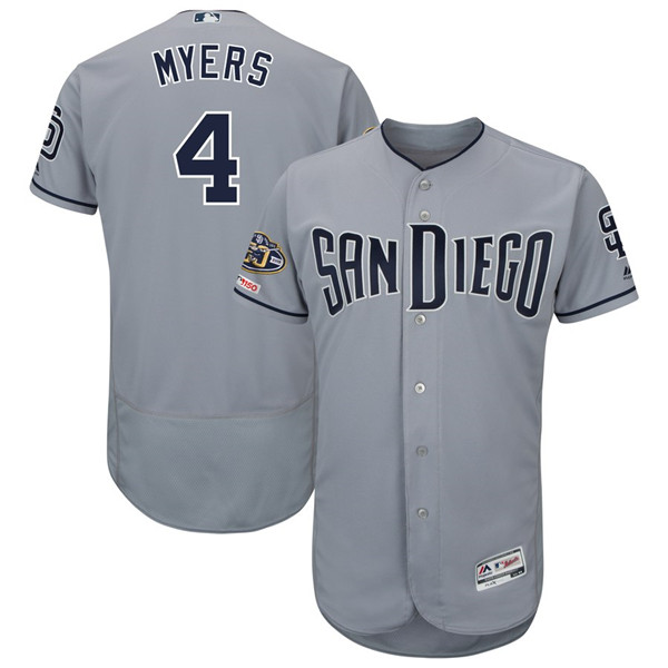 Padres 4 Wil Meyers Gray 50th Anniversary and 150th Patch FlexBase Jersey