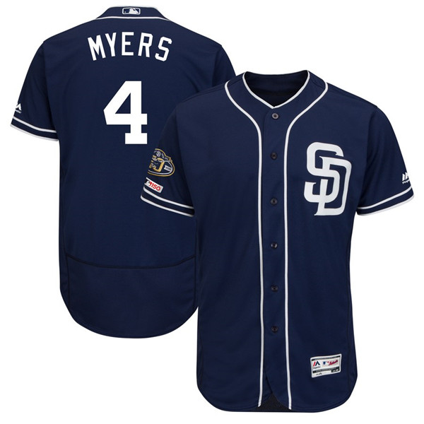Padres 4 Wil Meyers Navy 50th Anniversary and 150th Patch FlexBase Jersey