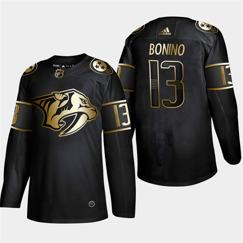 Panthers 13 Nick Bonino Black Gold Adidas Jersey