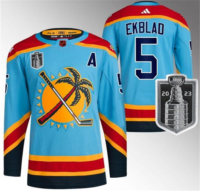 Panthers 5 Aaron Ekblad Blue 2023 Stanley Cup Final Reverse Retro Adidas Jersey