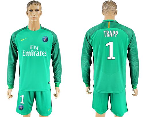 Paris Saint Germain 1 Trapp Green Goalkeeper Long Sleeves Soccer Club Jersey