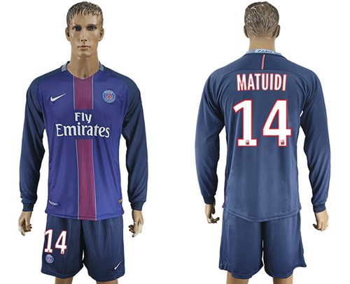 Paris Saint Germain 14 Matuidi Home Long Sleeves Soccer Club Jersey