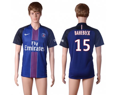 Paris Saint Germain 15 Bahebeck Home Soccer Club Jersey