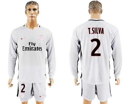 Paris Saint Germain 2 T Silva Sec Away Long Sleeves Soccer Club Jersey