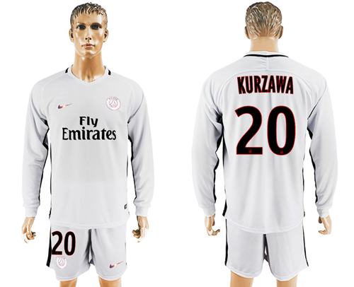 Paris Saint Germain 20 Kurzawa Sec Away Long Sleeves Soccer Club Jersey