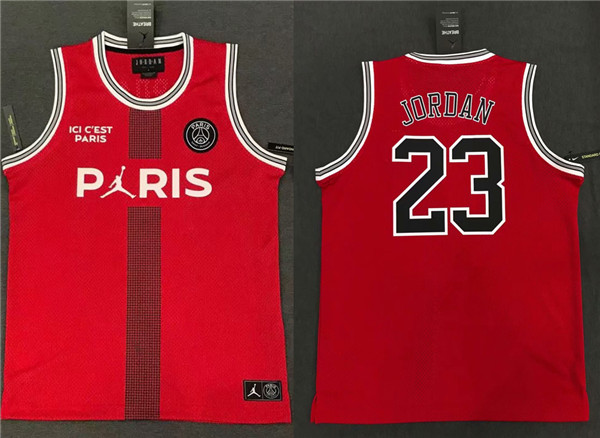 Paris Saint Germain 23 Michael Jordan Red Jordan Fashion Jersey