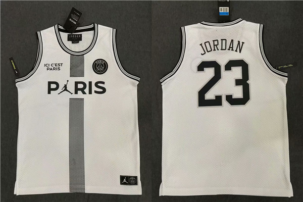 Paris Saint Germain 23 Michael Jordan White Jordan Fashion Jersey