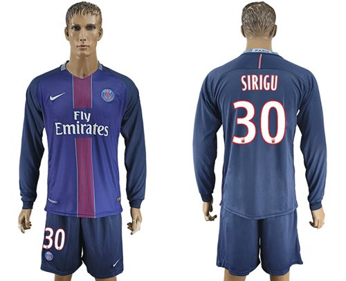 Paris Saint Germain 30 Sirigu Home Long Sleeves Soccer Club Jersey