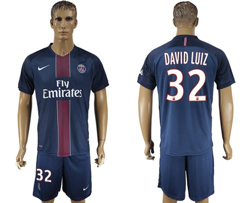 Paris Saint Germain 32 David Luiz Home Soccer Club Jersey