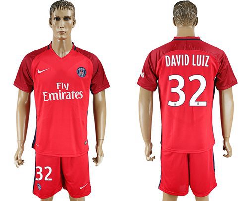 Paris Saint Germain 32 David Luiz Red Soccer Club Jersey