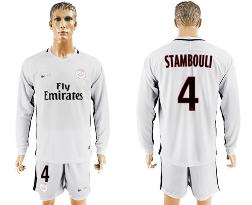 Paris Saint Germain 4 Stambouli Sec Away Long Sleeves Soccer Club Jersey