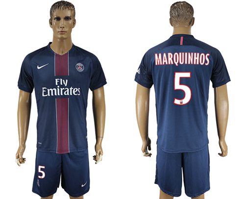 Paris Saint Germain 5 Marquinhos Home Soccer Club Jersey