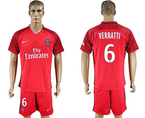 Paris Saint Germain 6 Verratti Red Soccer Club Jersey