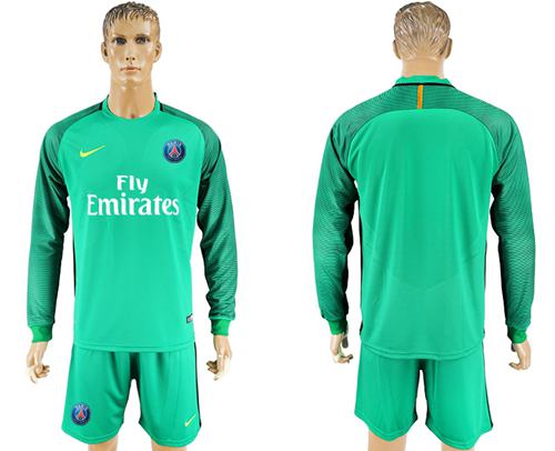 Paris Saint Germain Blank Green Goalkeeper Long Sleeves Soccer Club Jersey