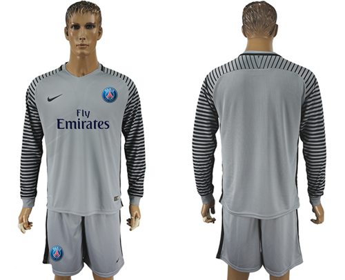 Paris Saint Germain Blank Grey Goalkeeper Long Sleeves Soccer Club Jersey