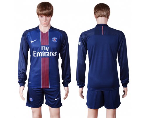 Paris Saint Germain Blank Home Long Sleeves Soccer Club Jersey