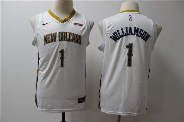 Pelicans 1 Zion Williamson White Youth Nike Swingman Jersey