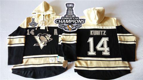 Penguins 14 Chris Kunitz Black Sawyer Hooded Sweatshirt 2016 Stanley Cup Champions Stitched NHL Jersey